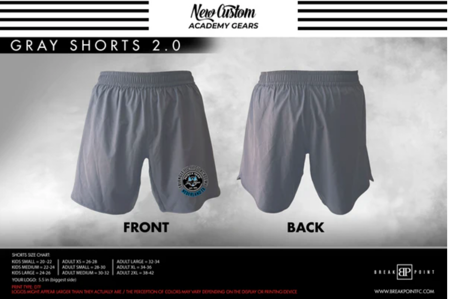 Triangle Jiu-Jitsu Academy Custom Shorts Grey 2.0