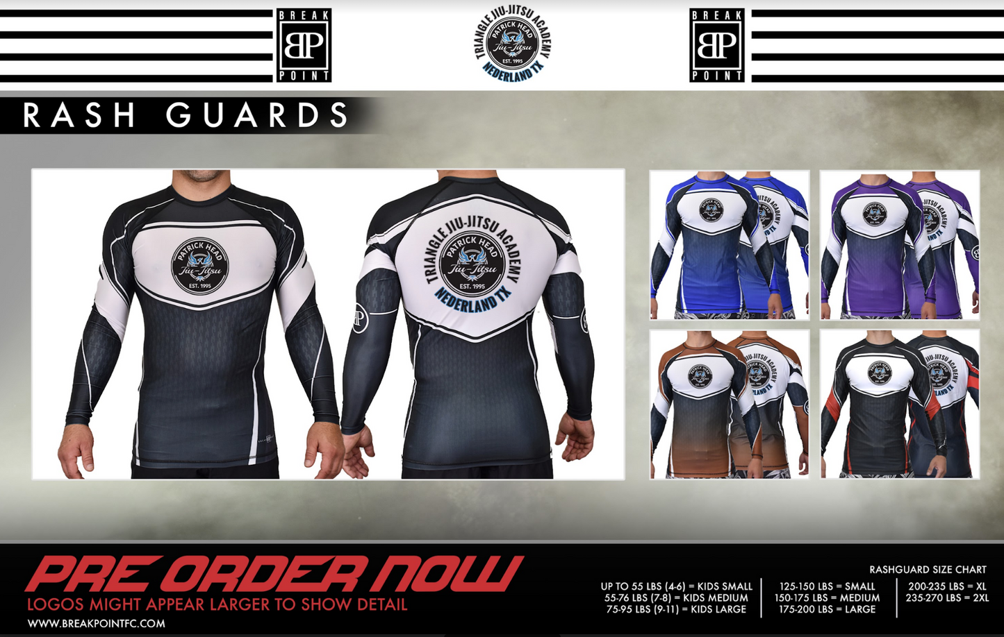 Academy Long Sleeve Rashguards with Ranked Sleeves