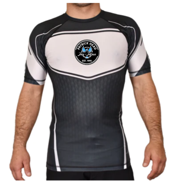 ADULT Training Short Sleeve Rashguard - Black and White Design