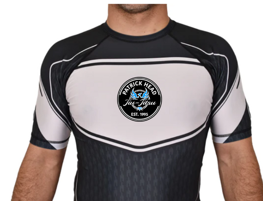 ADULT Training Short Sleeve Rashguard - Black and White Design